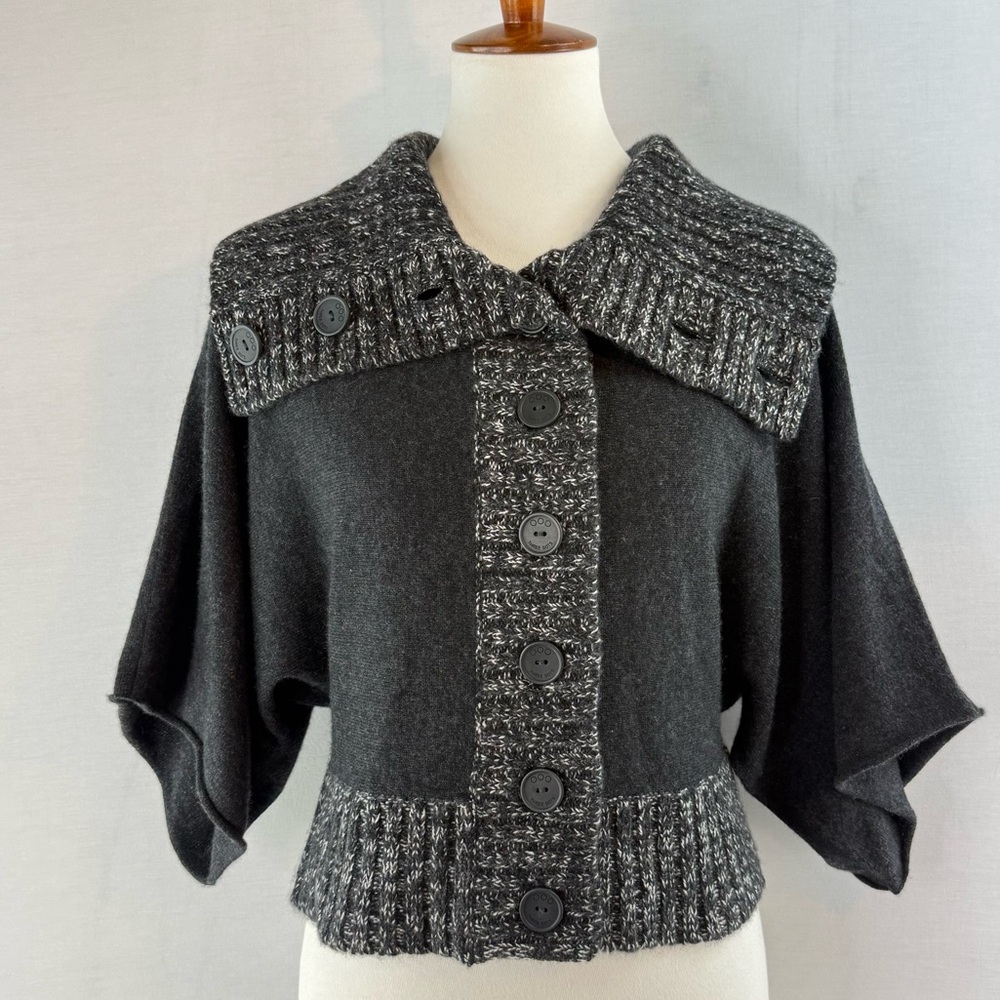 Three Dots Charcoal Gray Cashmere Cape Style Cardigan Sweater NWOT